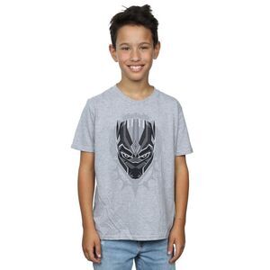Black Panther Boys Head Cotton T-Shirt / Sports Gray